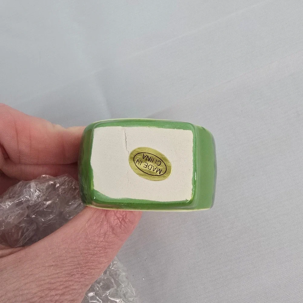 Watermelon Ceramic Napkin‎ Rings Set of 4 Summer Picnic Table Decor Green Red